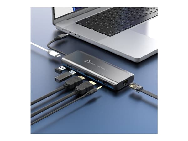 j5create JCD398 - Mini-dock - USB-C 3.2 Gen 2 - 2 x HDMI - 1GbE - Europa