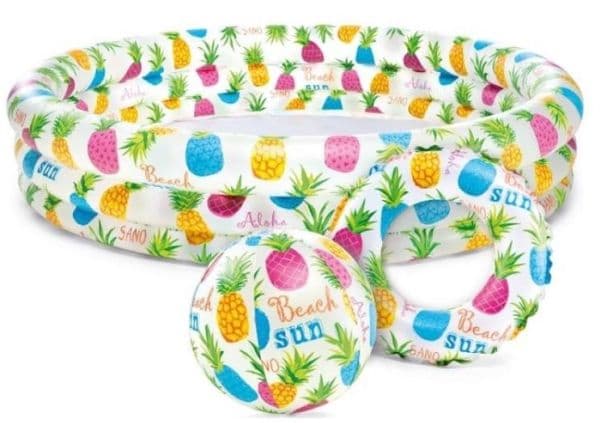 INTEX Pineapple Splash Pool Set Ring & Ball, 248L,132X28 Cm.