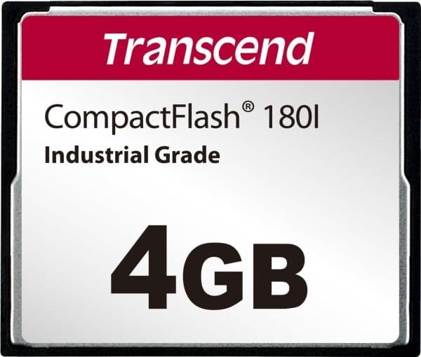 Transcend CF180I, 4 GB, CompactFlash, MLC, 85 MB/s, 75 MB/s, Svart