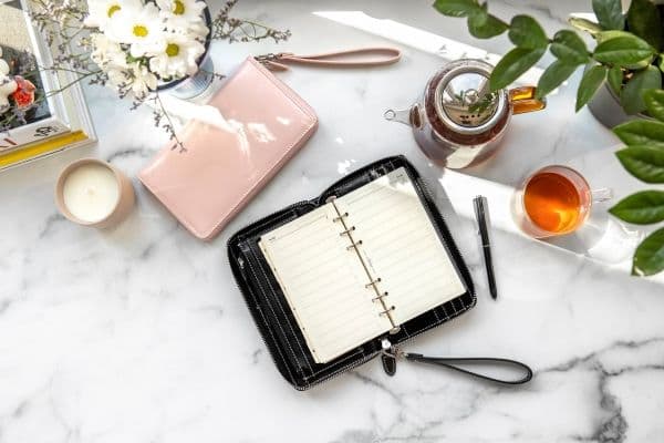 Filofax Malden Ringbind Personal Compact Zip Handledsrem Svart