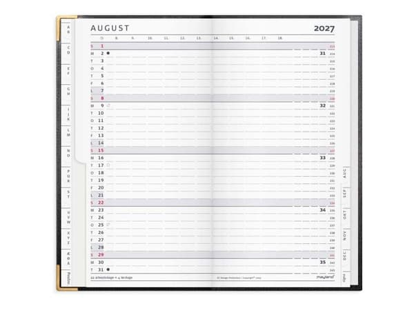 Index Planner månadskalender svart läder 2027
