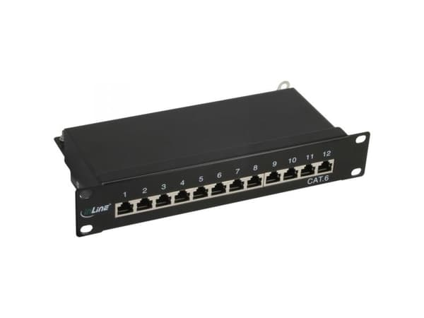 InLine 76213S, RJ-45, Cat6, Sort, Reolmontering, 1U