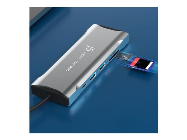 j5create JCD397-N - Mini-dockningsenhet - USB-C / USB4 / Thunderbolt 3 / Thunderbolt 4 - 2 x HDMI, DP - 1GbE