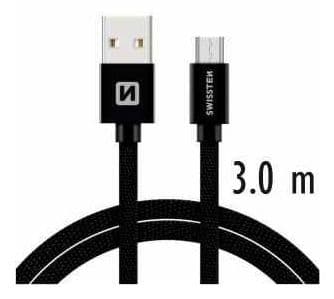 Swissten tekstiili USB - USB-C 3.0m musta