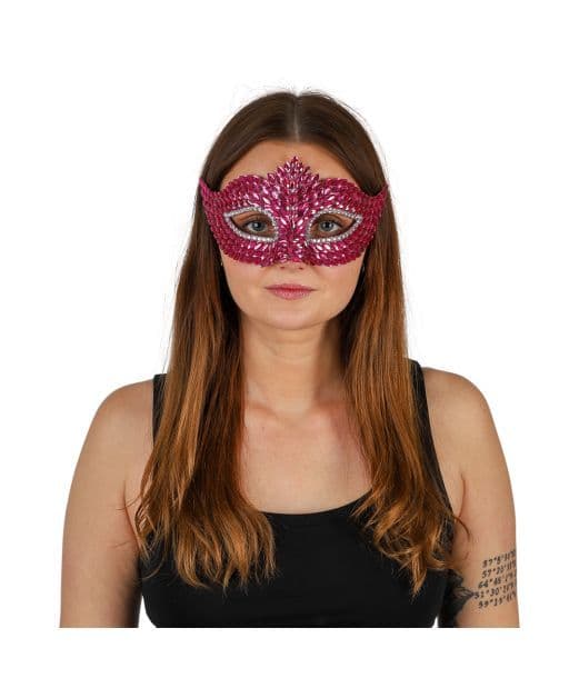 Halvmaske med pink sten