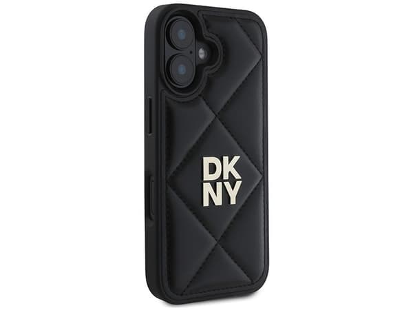 DKNY DKHCP16SPQDSLK iPhone 16 6,1" svart Quilted Stack Logo