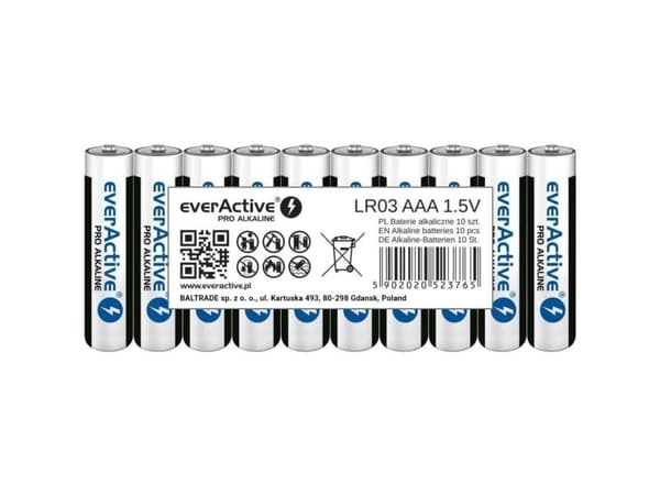 Everactive LR0310PAK, Engångsbatteri, AAA, Alkalisk, 1,5 V, 10 styck, 1300 mAh