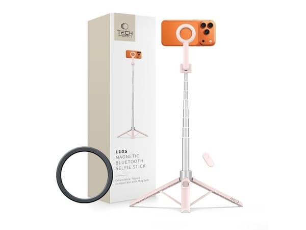 Selfiestang 4kom.pl TECH-PROTECT L10S Magsafe Bluetooth selfiestativ rosa/grå