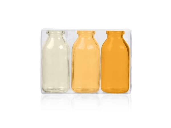 Gule glasflasker, 10,5 cm