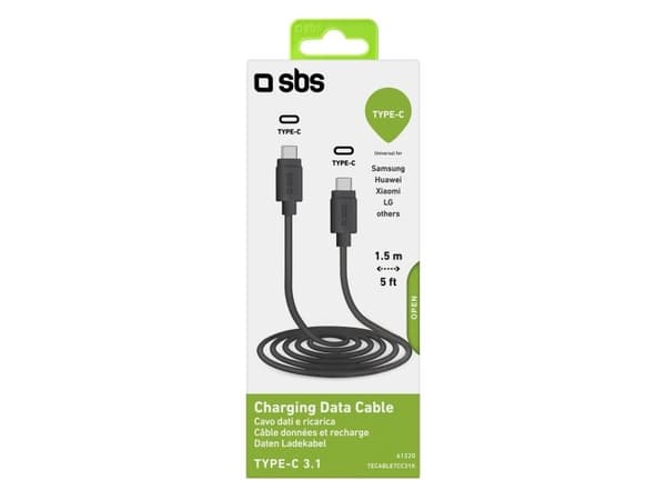 SBS TECABLETCC31K, 1,5 m, USB C, USB C, USB 3.2 Gen 1 (3.1 Gen 1), Sort
