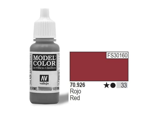Vallejo 70.926, 17 ml, Rød, Matte, Flaske