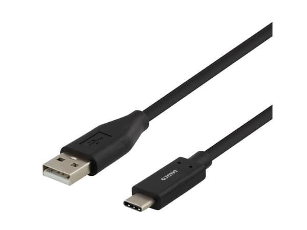 DELTACO - USB-kabel - USB (hann) til USB-C (hann) - USB 2.0 - 50 cm - svart