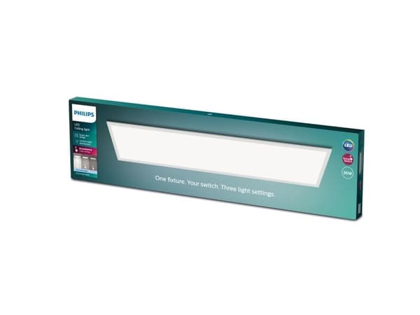 Philips Funksjonell Panel-taklampe, 36 W, rektangulær, LED, Ikke-utskiftbare pærer, 3600 lm, IP20, Hvit