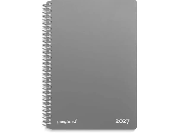 Veckoalmanacka tvärformat grå PP-plast 2027