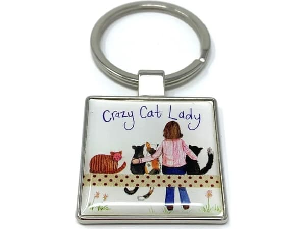 K28 Crazy Cat Lady katt nyckelring
