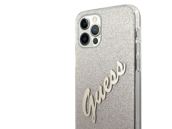 Guess GUHCP12LPCUGLSGO iPhone 12 Pro Max 6,7" hardcase gull/gull Glitter Gradient Script