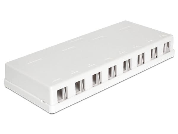 Delock Keystone Surface Mounted Box - Chassi med modulär insättning - vit - 8 portar