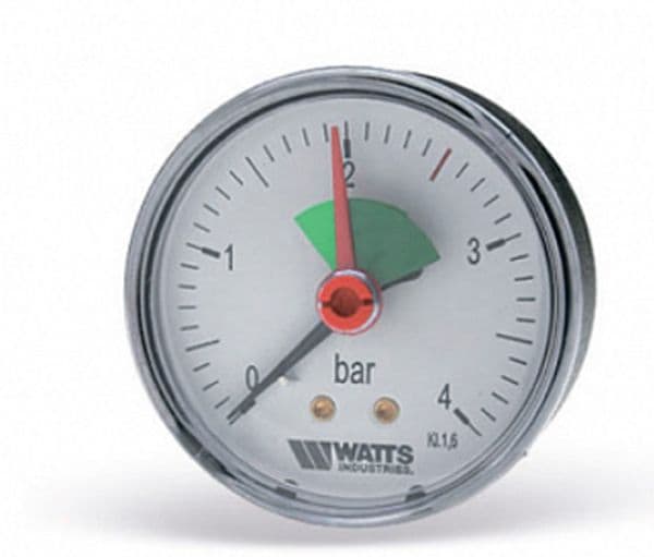 MANO. Ø50, 1/4", 0-4 BAR, M/RØD STILLEV.
