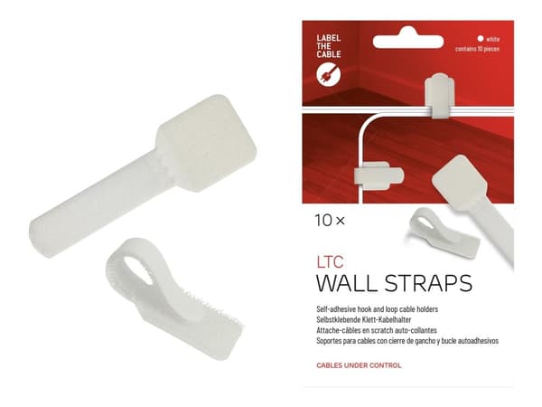 LTC WALL STRAPS - Kabelhållare - bordsmontering, väggmontering - 9 cm - vit (paket om 10)