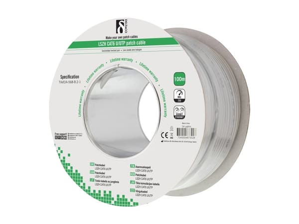 DELTACO TP-48PH - Bulkkabel - 100 m - UTP - CAT 6 - grå