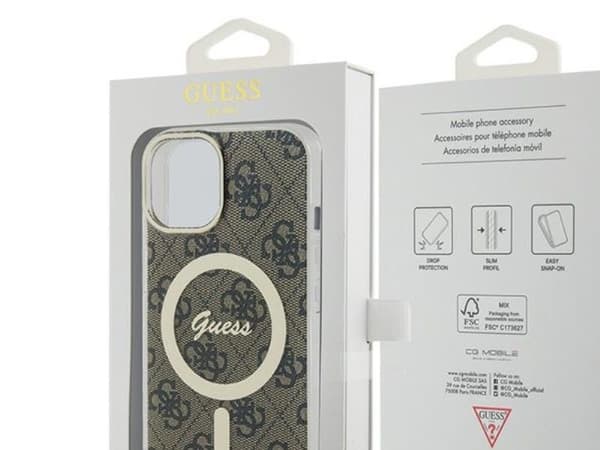Guess IML 4G MagSafe case for iPhone 15 - brown