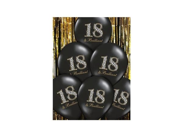 Ballon 18 & Brilliant sort og guld