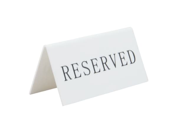Securit skylt RESERVED hård akryl vit (5 st/förp.)