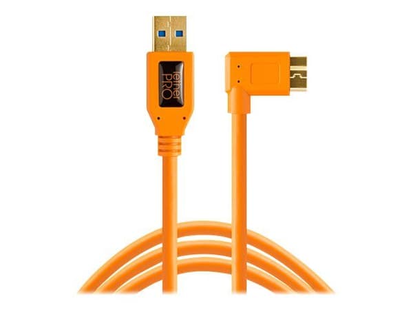 Tether Tools TetherPro - USB-kabel - USB typ A (hane) rak till Micro-USB typ B (hane) högervinklad - USB 3.0 - 4.6 m - högsynligt orange