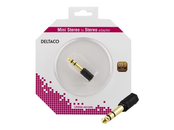 DELTACO - Lyd adapter - stereostik han til stereo mini-jackstik hun