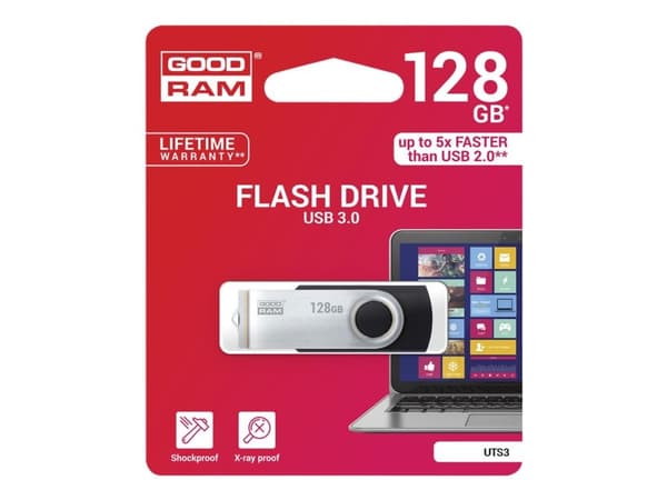 GOODRAM UTS3 - USB flash-enhet - 128 GB - USB 3.1 - svart