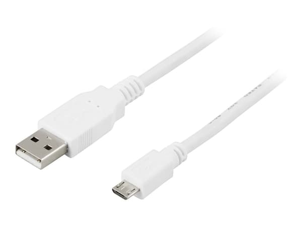DELTACO USB-301W - USB-kabel - USB (hann) til Micro-USB type B (hann) - 1 m - hvit
