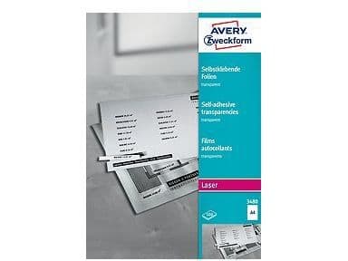 Avery 3480, Läpinäkyvä, Kiinteä, Polyesteri, 100 arkkia