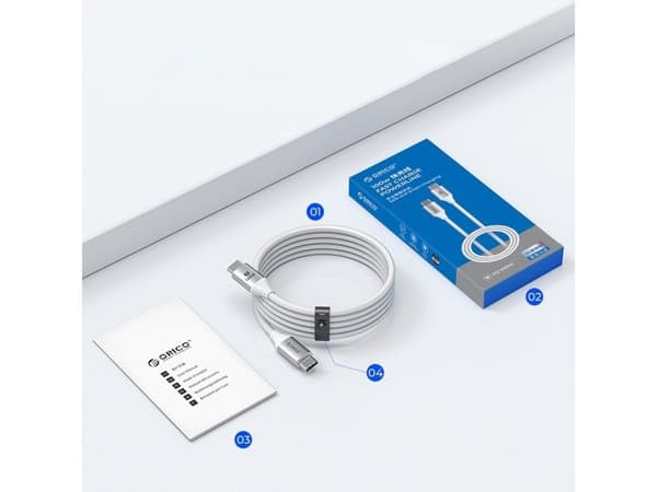 USB-C - USB-C 1m 5A 100W kaapeli - valkoinen