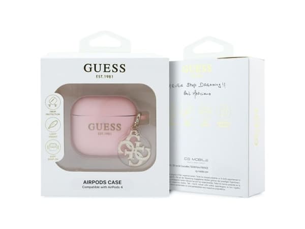 Guess til AirPods 4 silikon 4G-anheng rosa