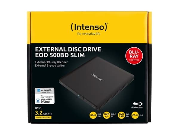 Intenso EOD 500BD Slim - Diskenhet - BD-RE - 6x - USB 3.2 Gen 1 - extern - svart