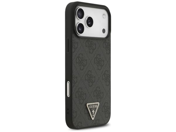 Guess Leather 4G Triangle Strass MagSafe Case for iPhone 17 Pro Max / 18 Pro Max - Black