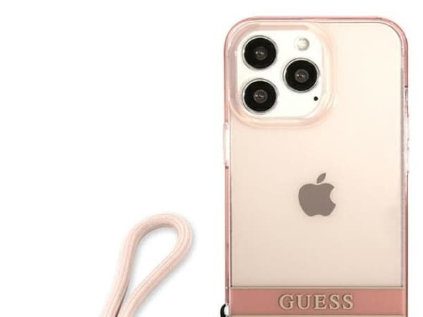 Guess transparent stapelfodral för iPhone 13 Pro Max - rosa