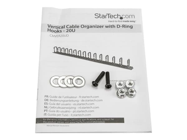 StarTech.com Vertikal 0U Server Rack Cable Management w/ D-Ring Hooks - 20U Network Rack Cord Manager Panel - 3ft Wire Organizer (CMVER20UD) - D-Ri...