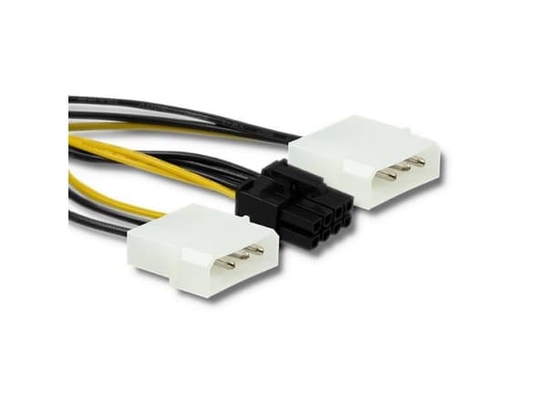 Qoltec - Strømforsyningsadapter - 8 pin PCIe-strøm (han) til 4-PIN intern strøm (han) - 15 cm - sort, gul