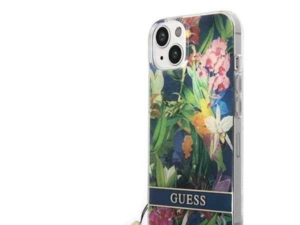 Guess GUOHCP14MHFLSB iPhone 14 Plus 6.7" blå / blå hardcase Flower Strap