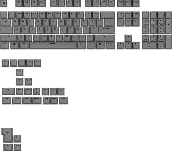 Glorious GPBT Basics keycaps | ANSI US-oppsett | PBT | Dye-Sub – Armor grå