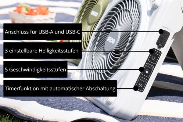Unold 86517 solcellevifte grå camping