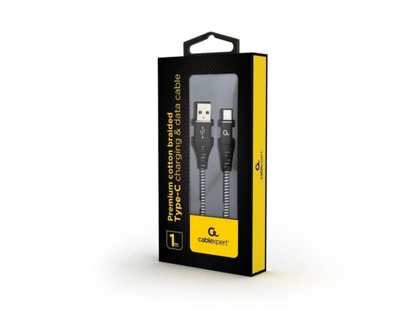 Gembird CC-USB2B-AMCM-1M-BW, 1 m, USB A, USB C, USB 2.0, Musta, Valkoinen