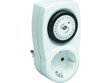 REV Timer, 24-timmars timer med barnskydd, Hvid, CE, 230 V, 50 Hz