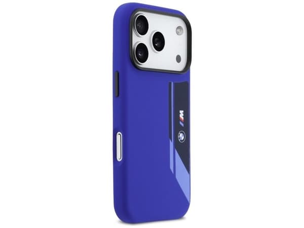 BMW M Silicon Vertical Logo MagSafe Case for iPhone 17 Pro - Navy Blue