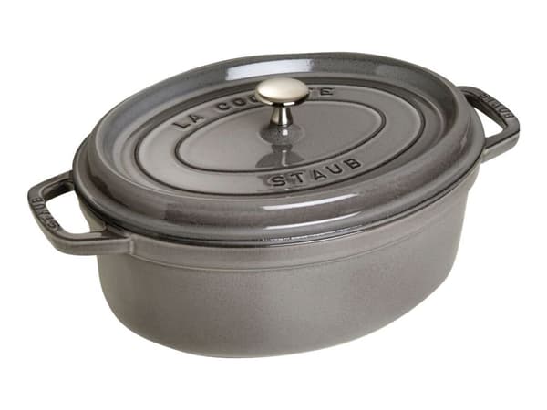 STAUB - Cocotte med lock - 31 cm - 5.5 L - oval - grafitgrå