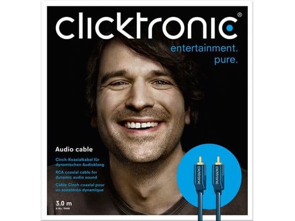 ClickTronic 2m Audio Cable, RCA, Hankjønn, RCA, Hankjønn, 2 m, Blå, Gull