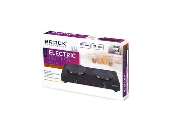 Brock Electronics EP 200 BK, Frittstående komfyr, Sort, Rotasjon, Front, 0,9 m, Elektrisk grill