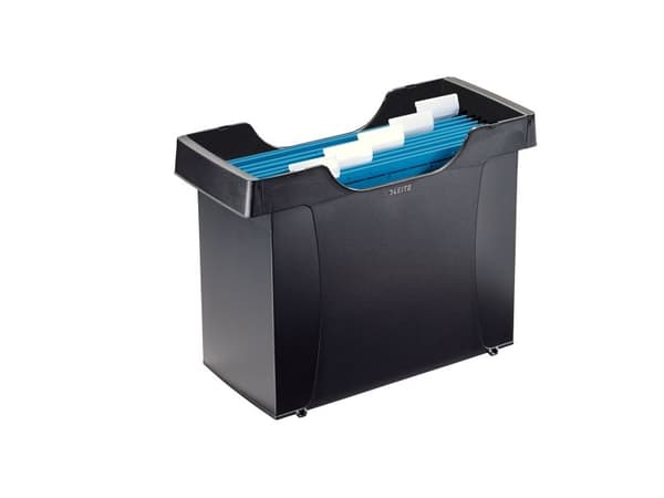 Saranoitu kansiolaatikko Leitz Plus w. 5 ALPHAmusta