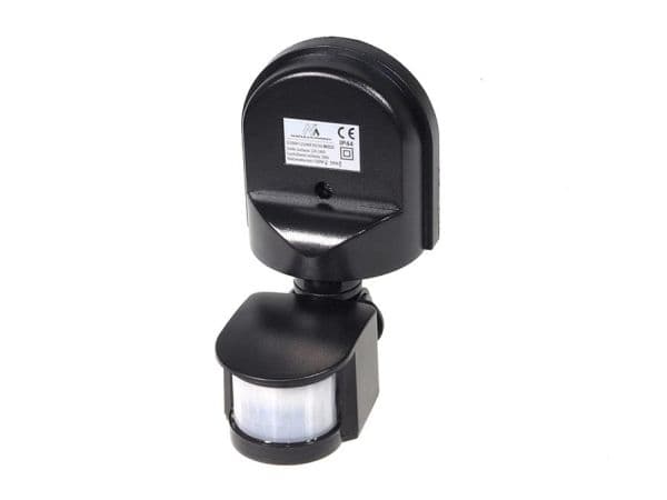 Maclean MCE25 B dags-/rörelsesensor, väggmonterad, svart, 180°, 1200W